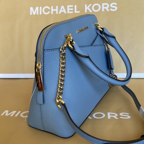 Michael Kors Jet Set Travel Medium Dome Satchel Crossbody Leather Chambray - Picture 8 of 16